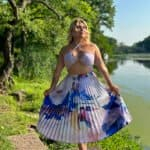 Gaia Pleated Skirt Birds