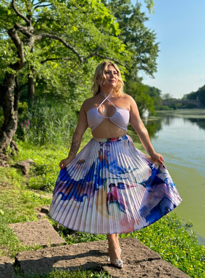 Gaia Pleated Skirt Birds