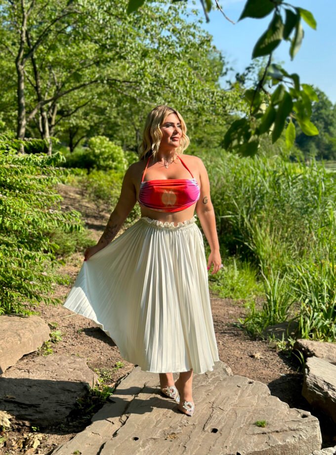 Gaia Pleated Skirt White