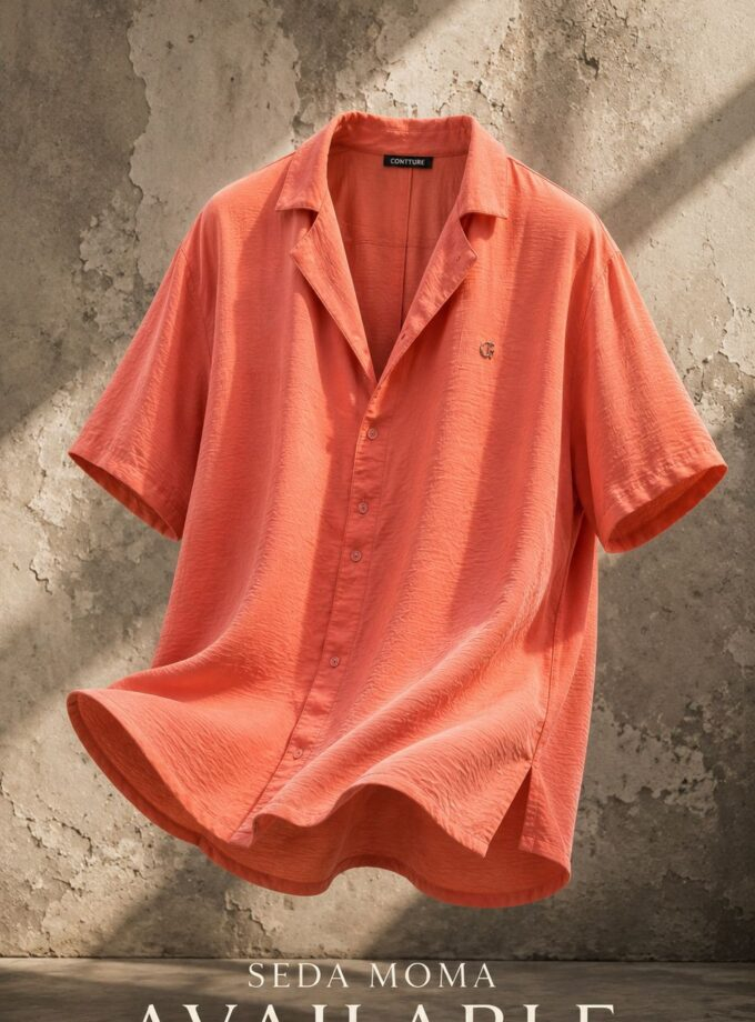 Men’s  Button-Up Shirt Salmon