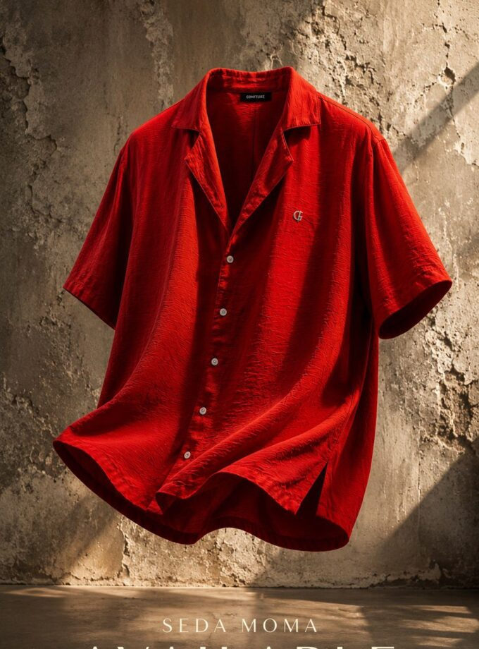 Men’s  Button-Up Shirt Red